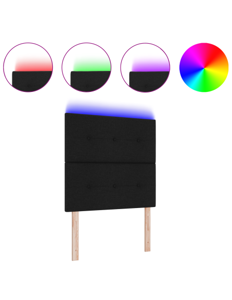 Testiera LED con luci a strisce a LED Nero 80 cm Poliestere