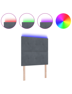 Testiera LED con luci a strisce a LED Grigio 80 cm Poliestere 2