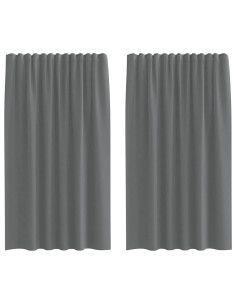Tende in Voile con Tasche per Aste 2 pz Grigio Scuro 2