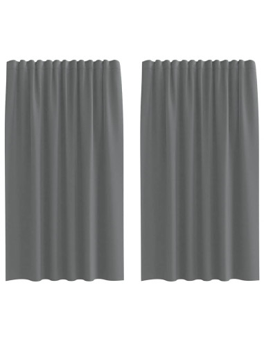 Tende in Voile con Tasche per Aste 2 pz Grigio Scuro