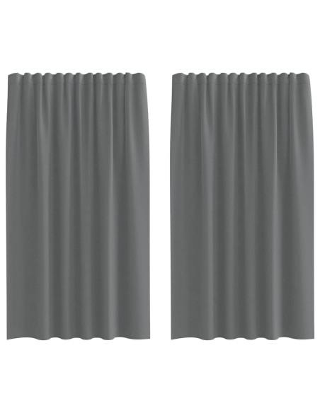 Tende in Voile con Tasche per Aste 2 pz Grigio Scuro