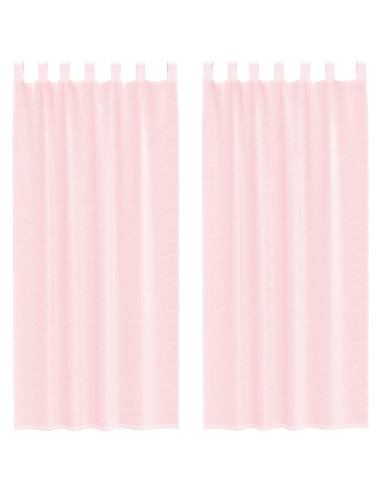 Tende in Voile con Tasche per Aste 2 pz Rosa Chiaro