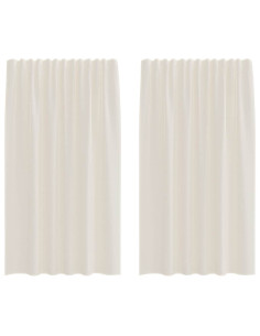 Tende in Voile con Tasche per Aste 2 pz Crema 2