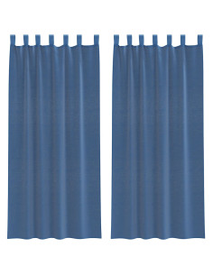 Tende in Voile con Passanti 2 pz Blu Reale 140x225 cm 2