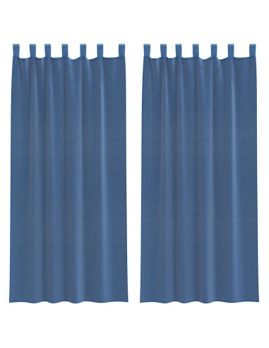 Tende in Voile con Passanti 2 pz Blu Reale 140x225 cm