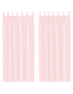 Tende in Voile con Passanti 2 pz Rosa Chiaro 140x225 cm 2