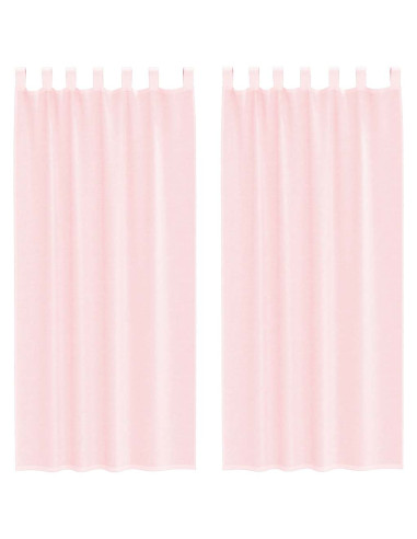 Tende in Voile con Passanti 2 pz Rosa Chiaro 140x225 cm