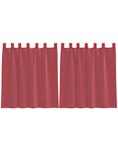 Tende in Voile con Passanti 2 pz Rosso Vino 140x140 cm 2