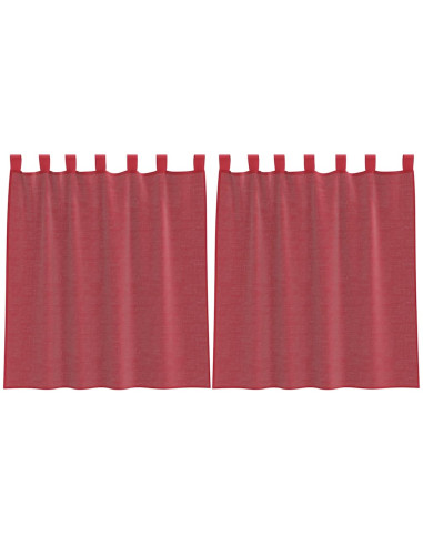 Tende in Voile con Passanti 2 pz Rosso Vino 140x140 cm