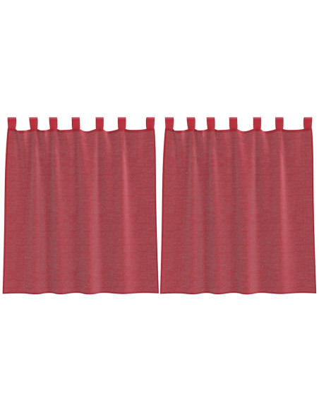 Tende in Voile con Passanti 2 pz Rosso Vino 140x140 cm