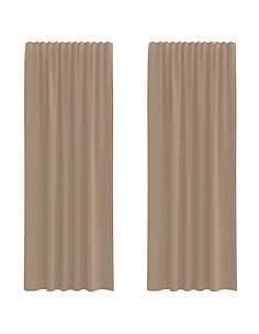 Tende in Voile con Tasche per Aste 2 pz Marrone Chiaro 2
