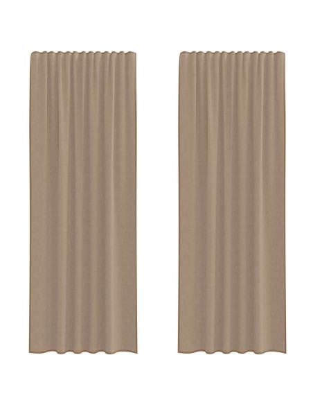 Tende in Voile con Tasche per Aste 2 pz Marrone Chiaro