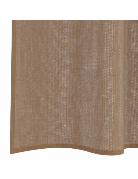 Tende in Voile con Tasche per Aste 2 pz Marrone Chiaro