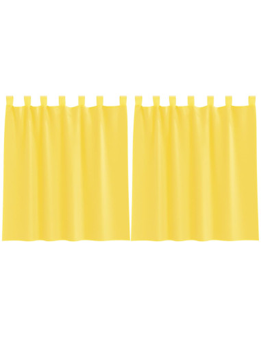 Tende in Voile con Tasche per Aste 2 pz Giallo