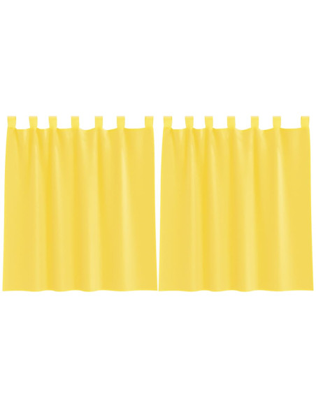 Tende in Voile con Tasche per Aste 2 pz Giallo