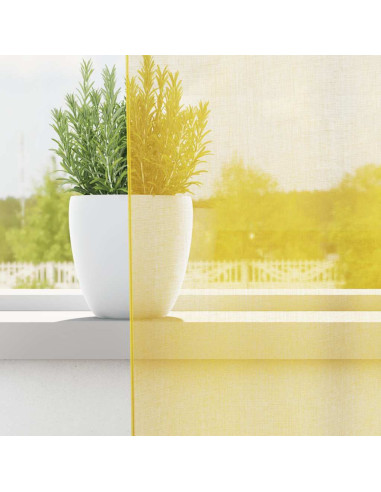 Tende in Voile con Tasche per Aste 2 pz Giallo