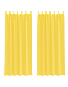Tende in Voile con Tasche per Aste 2 pz Giallo 2