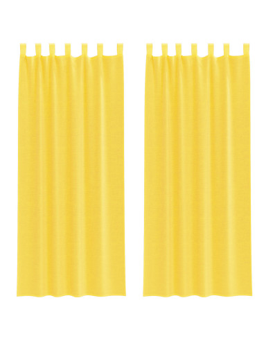 Tende in Voile con Tasche per Aste 2 pz Giallo