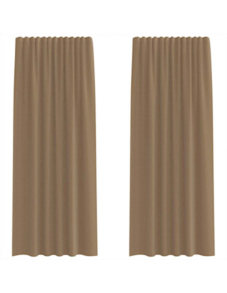 Tende in Voile con Tasche per Aste 2 pz Marrone Chiaro