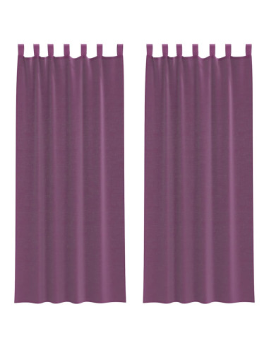 Tende in Voile con Tasche per Aste 2 pz Viola