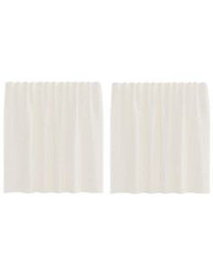 Tende in Voile con Tasche per Aste 2 pz Crema 2