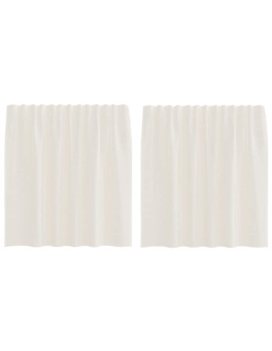 Tende in Voile con Tasche per Aste 2 pz Crema