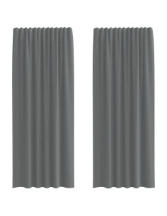 Tende in Voile con Tasche per Aste 2 pz Grigio Scuro 2