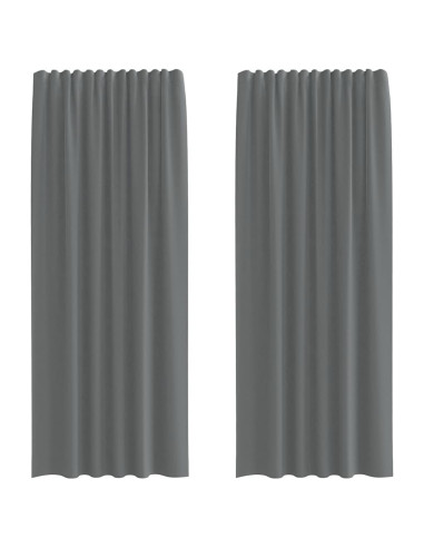 Tende in Voile con Tasche per Aste 2 pz Grigio Scuro