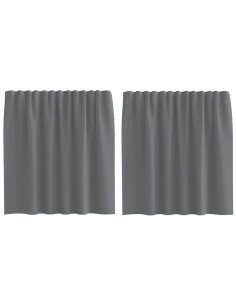 Tende in Voile con Tasche per Aste 2 pz Grigio Scuro 2