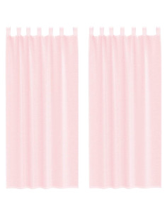 Tende in Voile con Tasche per Aste 2 pz Rosa Chiaro 2