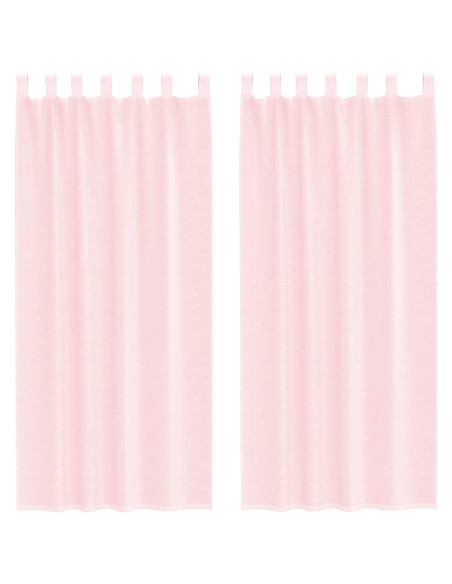 Tende in Voile con Tasche per Aste 2 pz Rosa Chiaro