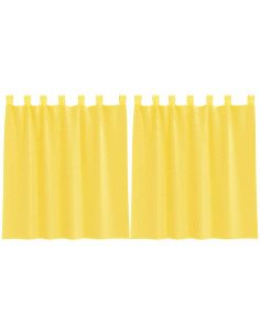 Tende in Voile con Passanti 2 pz Giallo 140x140 cm 2