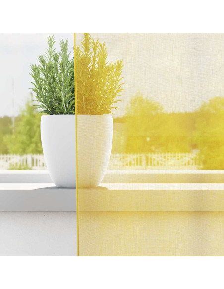 Tende in Voile con Passanti 2 pz Giallo 140x140 cm