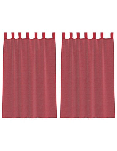 Tende in Voile con Passanti 2 pz Rosso Vino 140x175 cm