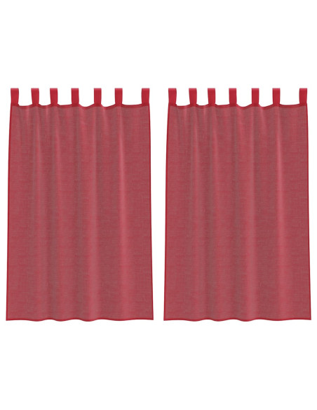 Tende in Voile con Passanti 2 pz Rosso Vino 140x175 cm