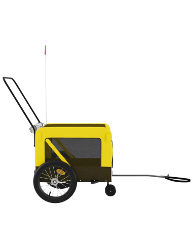 Rimorchio da Bici per Animali Giallo e Nero Oxford e Ferro