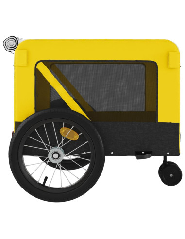 Rimorchio da Bici per Animali Giallo e Nero Oxford e Ferro