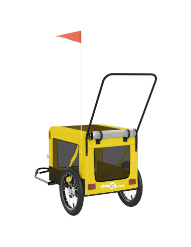 Rimorchio da Bici per Animali Giallo e Nero Oxford e Ferro