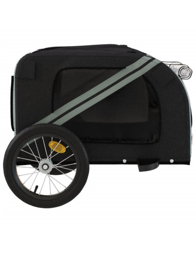 Rimorchio da Bici per Animali Nero e Grigio Oxford e Ferro
