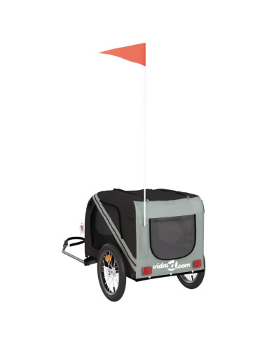 Rimorchio da Bici per Animali Nero e Grigio Oxford e Ferro