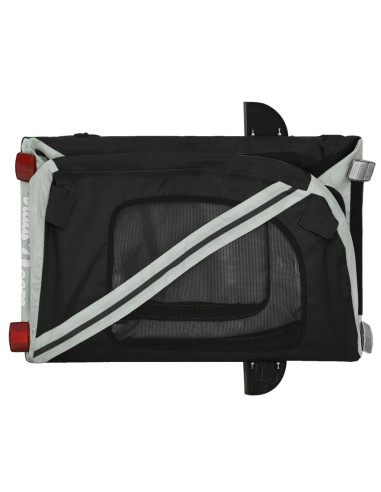 Rimorchio da Bici per Animali Nero e Grigio Oxford e Ferro