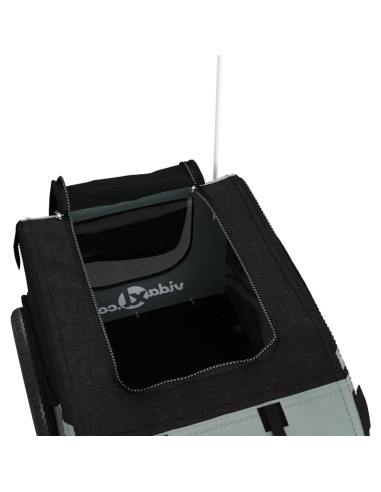 Rimorchio da Bici per Animali Nero e Grigio Oxford e Ferro