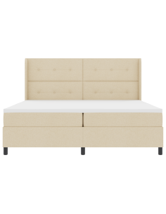 Letto a molle con materasso Crema 200 x 200 cm Tessuto 2