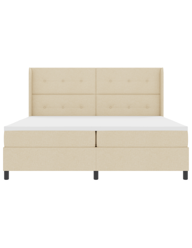 Letto a molle con materasso Crema 200 x 200 cm Tessuto