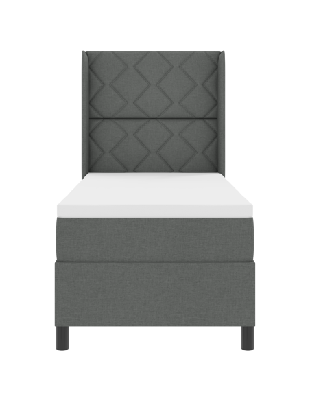 Letto Box Spring con Materasso Grigio Scuro 80x200 cm in Tessuto