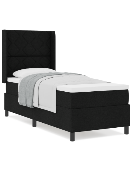 Letto con Box Spring e Materasso Nero 80x200 cm Tessuto