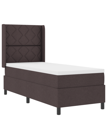 Letto Box Spring  con Materasso Marrone Scuro 80x200 cm in Tessuto