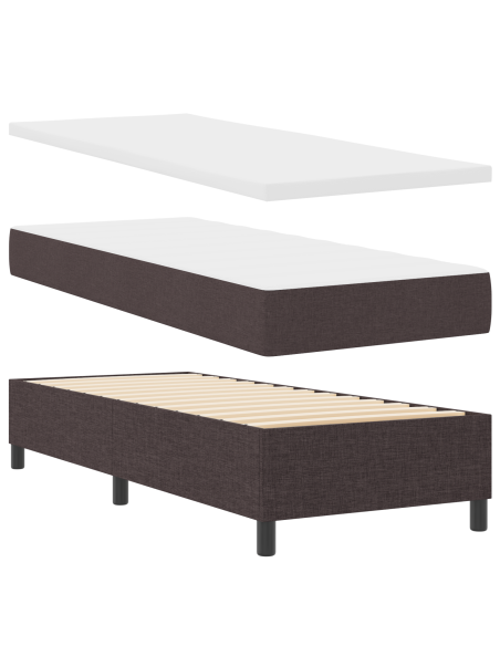 Letto Box Spring  con Materasso Marrone Scuro 80x200 cm in Tessuto