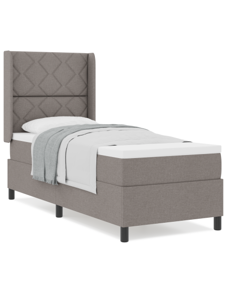 Letto box spring con materasso Tortora 80x200 cm Tessuto
