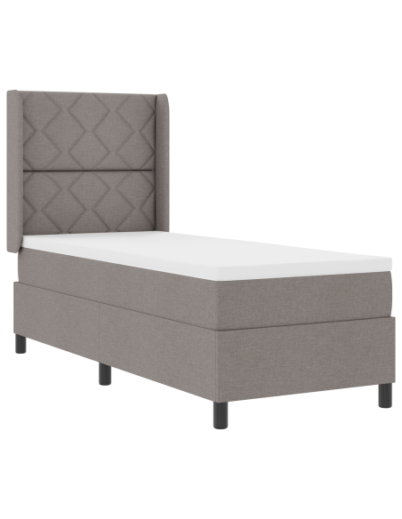 Letto box spring con materasso Tortora 80x200 cm Tessuto